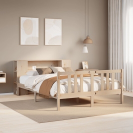 Cama con estantería sin colchón madera maciza de pino 120x200cm