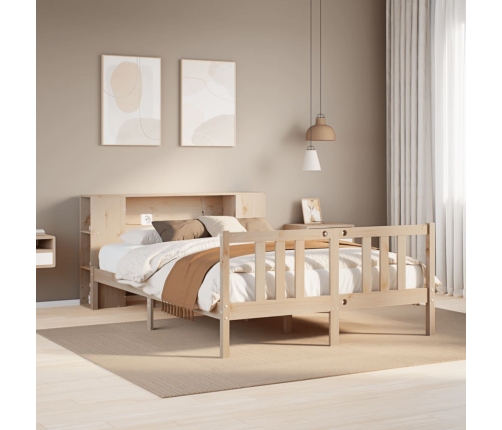 Cama con estantería sin colchón madera maciza de pino 120x200cm