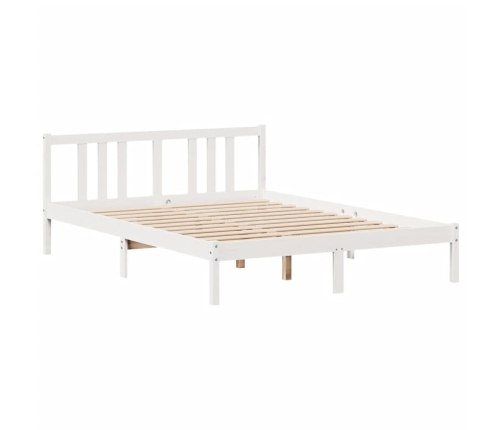 Cama con estantería sin colchón madera maciza blanca 150x200 cm