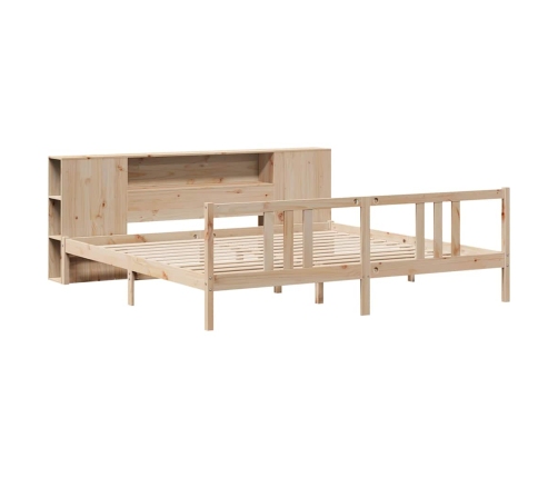 Cama con estantería sin colchón madera maciza de pino 180x200cm