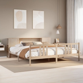 Cama con estantería sin colchón madera maciza de pino 180x200cm