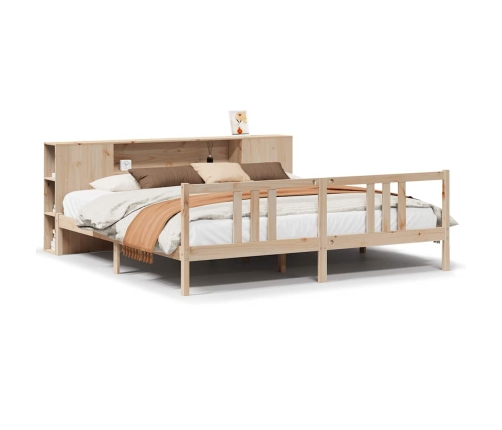 Cama con estantería sin colchón madera maciza de pino 200x200cm