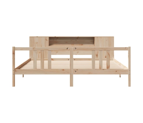 Cama con estantería sin colchón madera maciza de pino 200x200cm