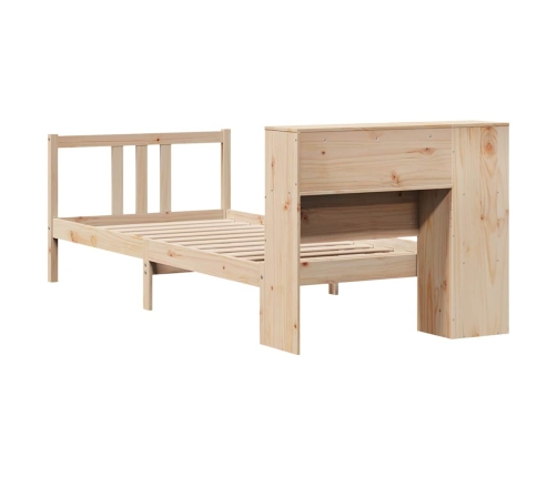 Cama con estantería sin colchón madera maciza de pino 75x190 cm