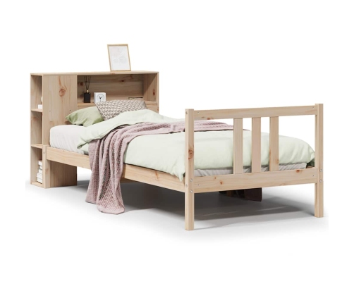 Cama con estantería sin colchón madera maciza de pino 90x190 cm
