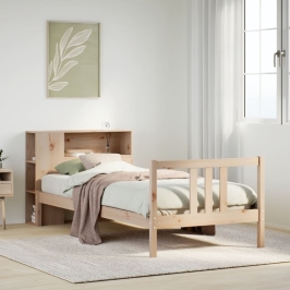 Cama con estantería sin colchón madera maciza de pino 90x190 cm