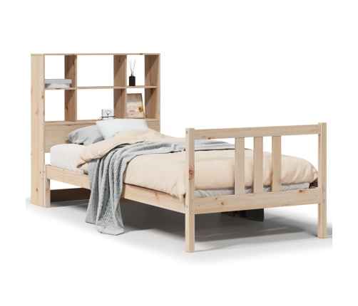 Cama con estantería sin colchón madera maciza de pino 75x190 cm