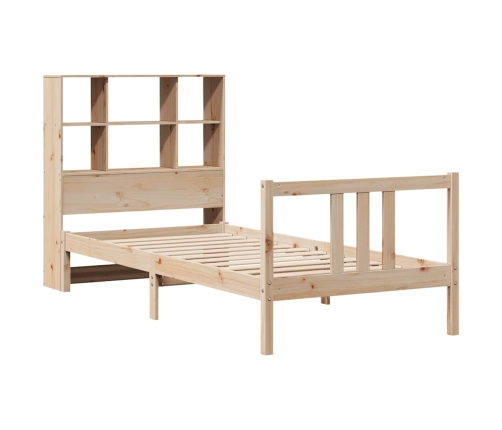 Cama con estantería sin colchón madera maciza de pino 75x190 cm