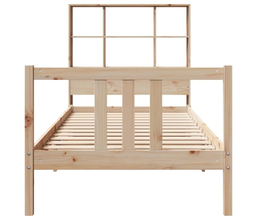 Cama con estantería sin colchón madera maciza de pino 75x190 cm