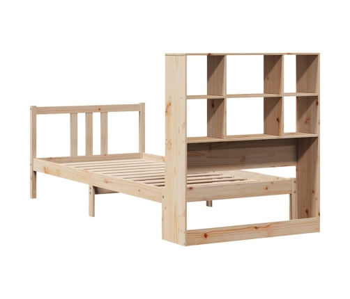 Cama con estantería sin colchón madera maciza de pino 75x190 cm
