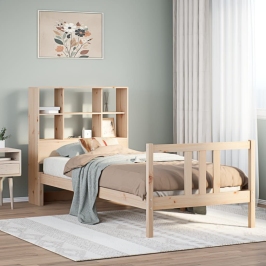 Cama con estantería sin colchón madera maciza de pino 75x190 cm
