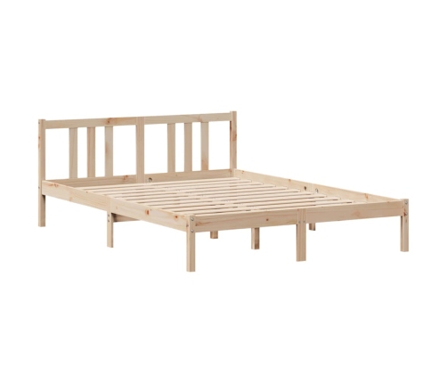 Cama con estantería sin colchón madera maciza de pino 140x190cm