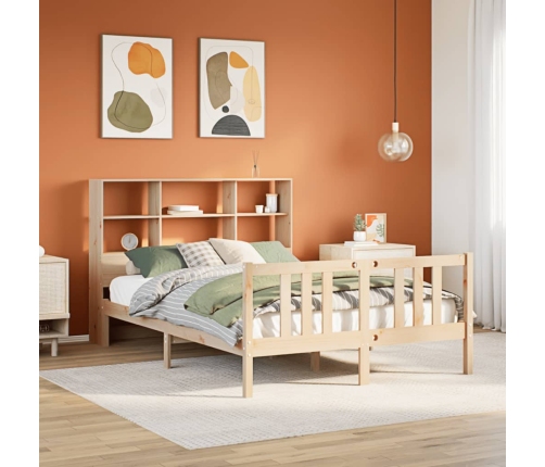 Cama con estantería sin colchón madera maciza de pino 120x200cm
