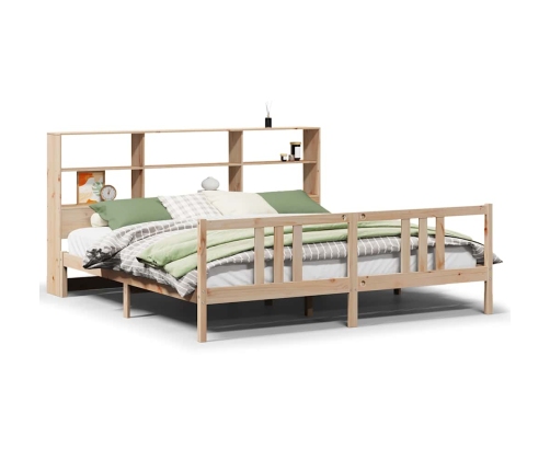 Cama con estantería sin colchón madera maciza de pino 180x200cm