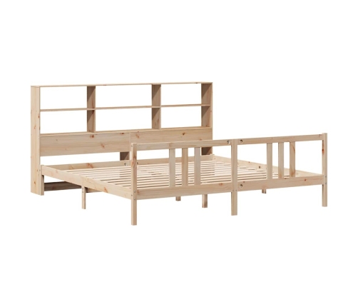 Cama con estantería sin colchón madera maciza de pino 180x200cm
