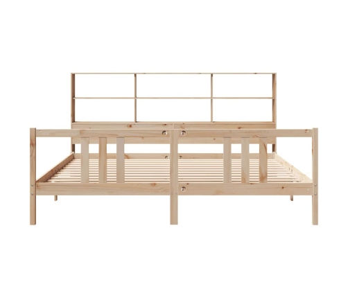 Cama con estantería sin colchón madera maciza de pino 180x200cm