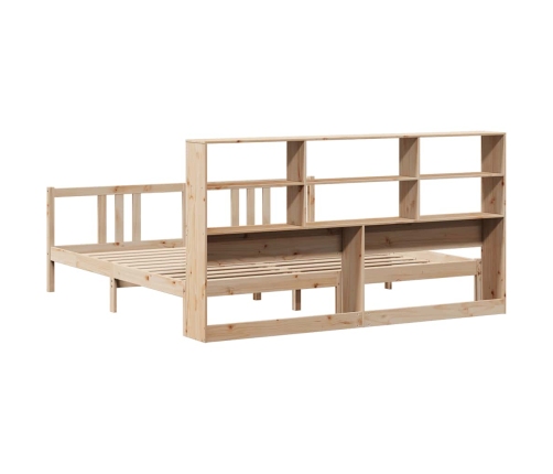 Cama con estantería sin colchón madera maciza de pino 180x200cm