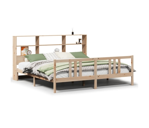 Cama con estantería sin colchón madera maciza de pino 200x200cm