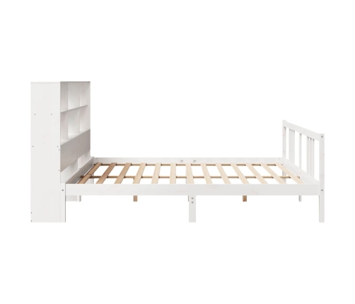 Cama con estantería sin colchón madera maciza blanca 200x200 cm