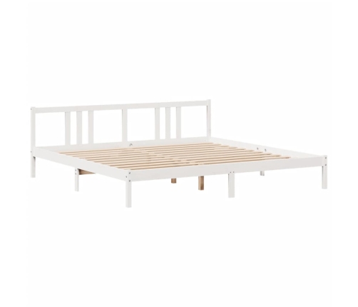 Cama con estantería sin colchón madera maciza blanca 200x200 cm