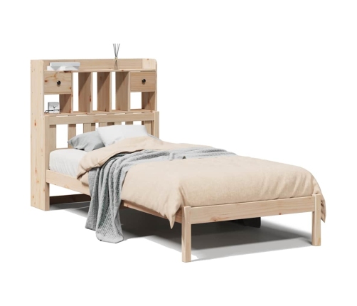 Cama con estantería sin colchón madera maciza de pino 75x190 cm