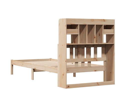 Cama con estantería sin colchón madera maciza de pino 75x190 cm