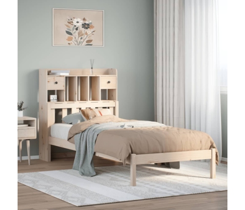 Cama con estantería sin colchón madera maciza de pino 75x190 cm