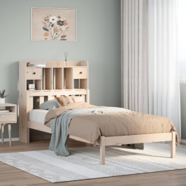 Cama con estantería sin colchón madera maciza de pino 90x190 cm