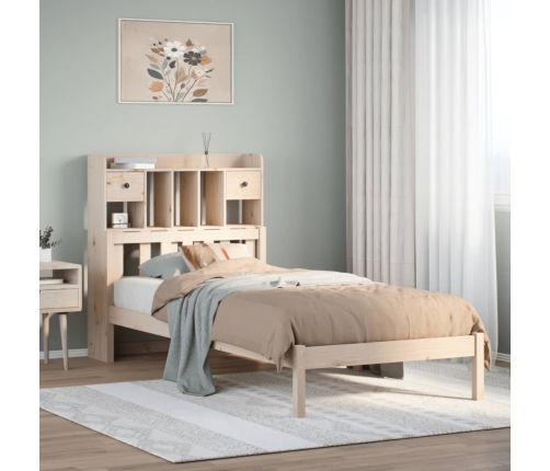 Cama con estantería sin colchón madera maciza de pino 90x190 cm