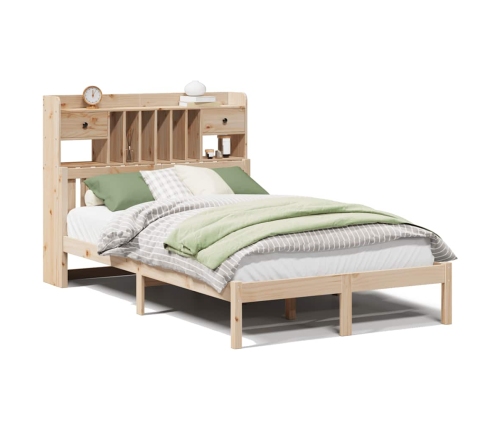 Cama con estantería sin colchón madera maciza de pino 135x190cm