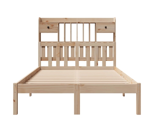 Cama con estantería sin colchón madera maciza de pino 135x190cm