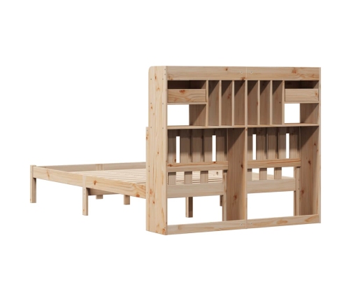 Cama con estantería sin colchón madera maciza de pino 135x190cm