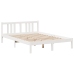 Cama con estantería sin colchón madera maciza blanca 140x190 cm