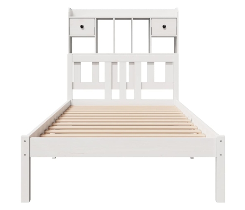 Cama con estantería sin colchón madera maciza blanca 100x200 cm