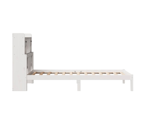 Cama con estantería sin colchón madera maciza blanca 100x200 cm