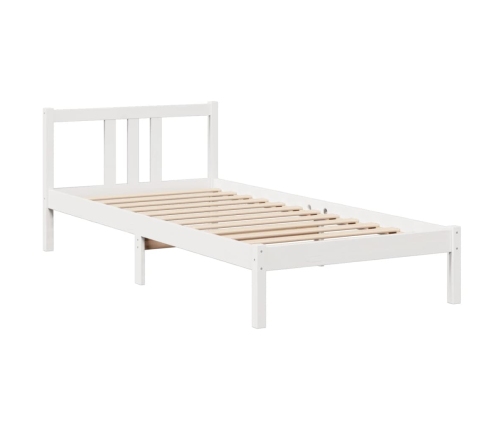 Cama con estantería sin colchón madera maciza blanca 100x200 cm