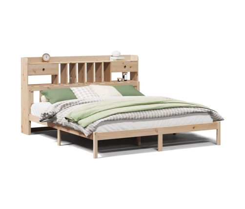 Cama con estantería sin colchón madera maciza de pino 200x200cm