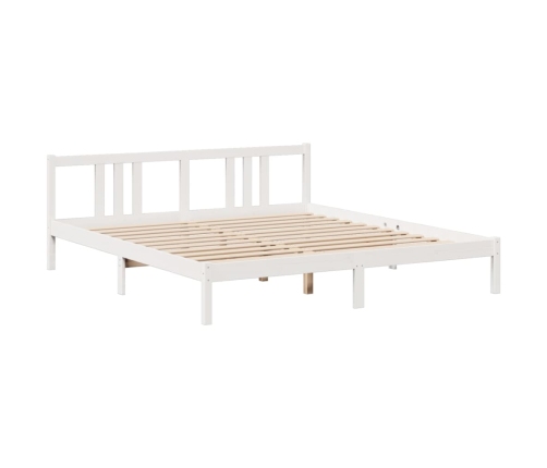 Cama con estantería sin colchón madera maciza blanca 200x200 cm