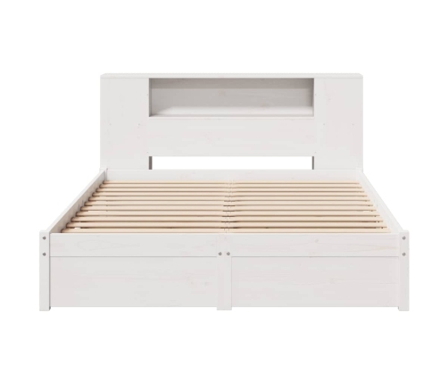 Cama con estantería sin colchón madera maciza blanca 120x190 cm