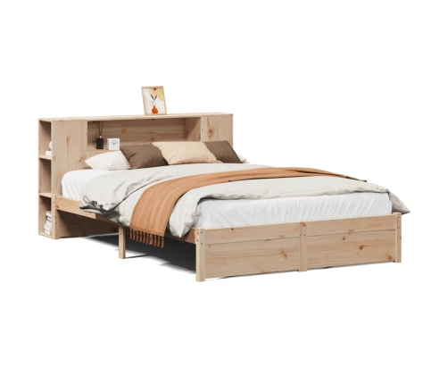 Cama con estantería sin colchón madera maciza de pino 135x190cm