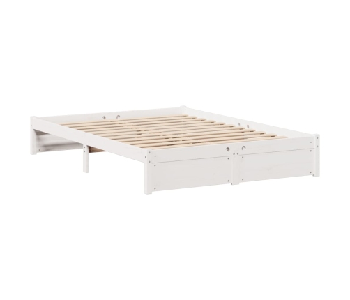 Cama con estantería sin colchón madera maciza blanca 140x190 cm