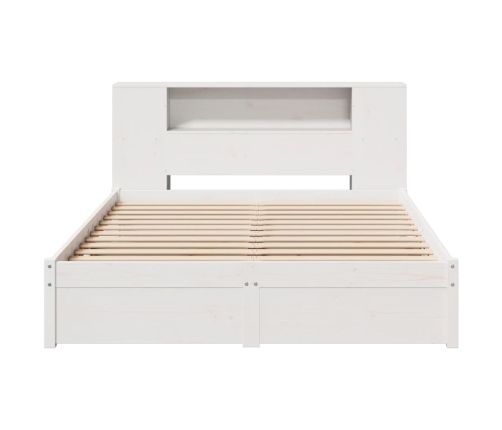 Cama con estantería sin colchón madera maciza blanca 120x200 cm