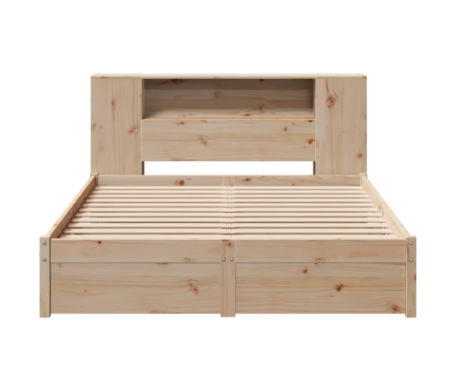 Cama con estantería sin colchón madera maciza de pino 150x200cm