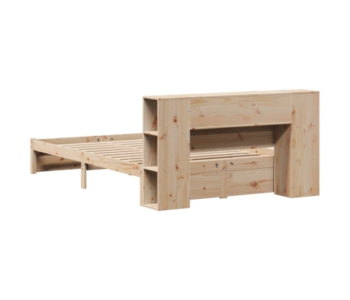 Cama con estantería sin colchón madera maciza de pino 150x200cm