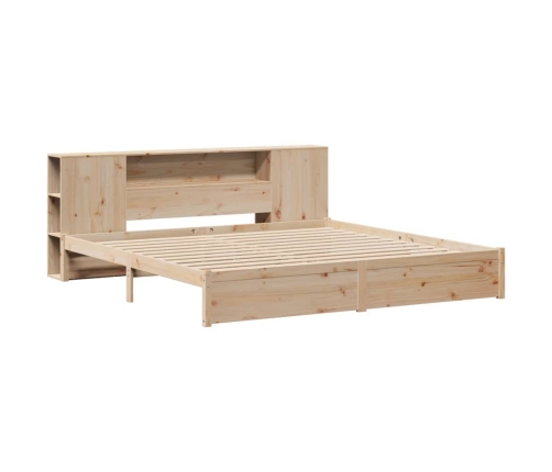 Cama con estantería sin colchón madera maciza de pino 180x200cm