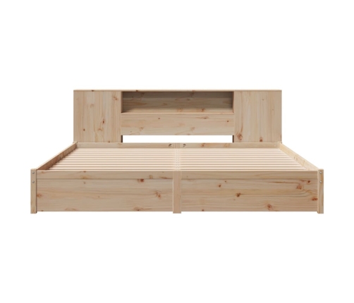 Cama con estantería sin colchón madera maciza de pino 180x200cm