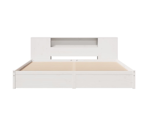 Cama con estantería sin colchón madera maciza blanca 200x200 cm