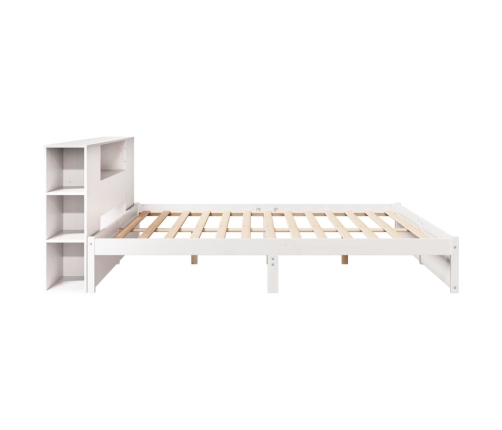 Cama con estantería sin colchón madera maciza blanca 200x200 cm