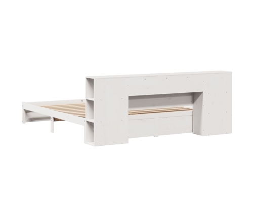 Cama con estantería sin colchón madera maciza blanca 200x200 cm