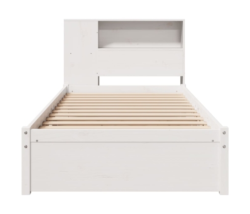 Cama con estantería sin colchón madera maciza blanca 75x190 cm